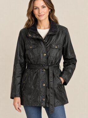 Maine New England Waxed 4-Pocket Jacket Black Size 22 NWT